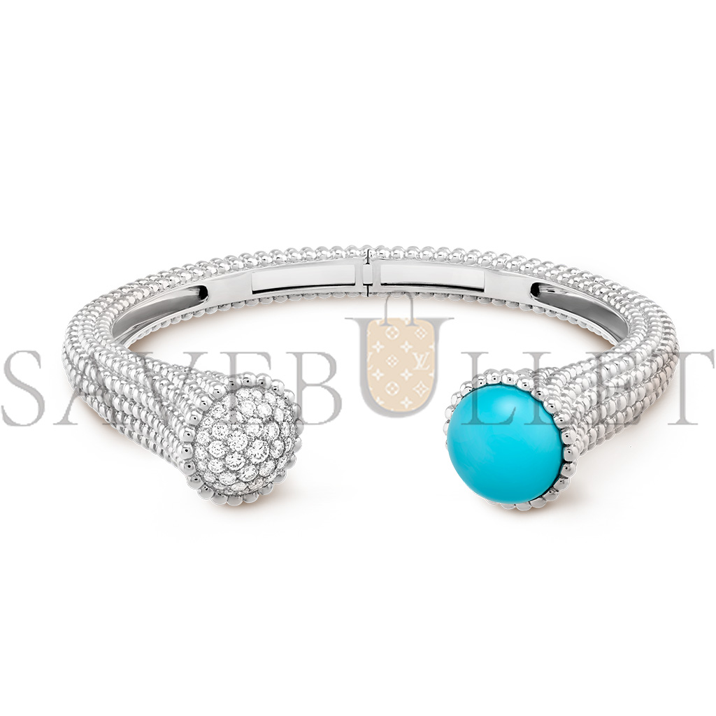 VAN CLEEF ARPELS PERLÉE COULEURS BRACELET, MEDIUM MODEL - WHITE GOLD, DIAMOND, TURQUOISE  VCARP27700